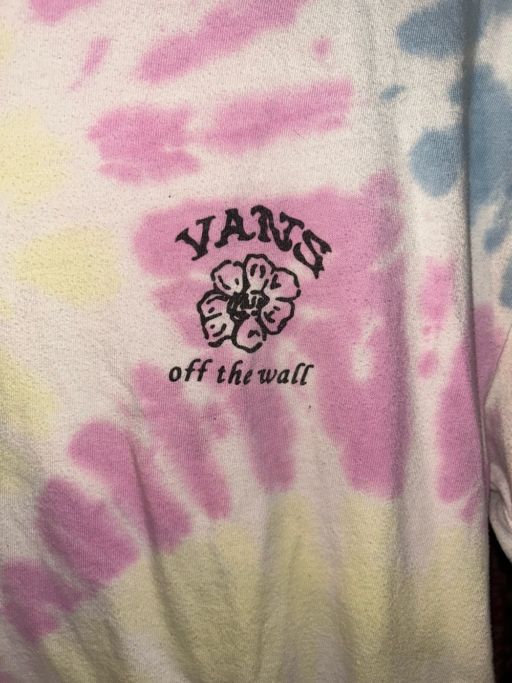 Vans Women’s Tie-Dye Graphic Tee in Pastel Pink/Blue/Yellow - Picture 2 of 6